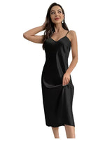 New Sexy Solid Color Long Nightdress Women's Pajamas Ice Silk Sexy Seductive Silk Stain Halter Pajamas Fashion Home Wear
