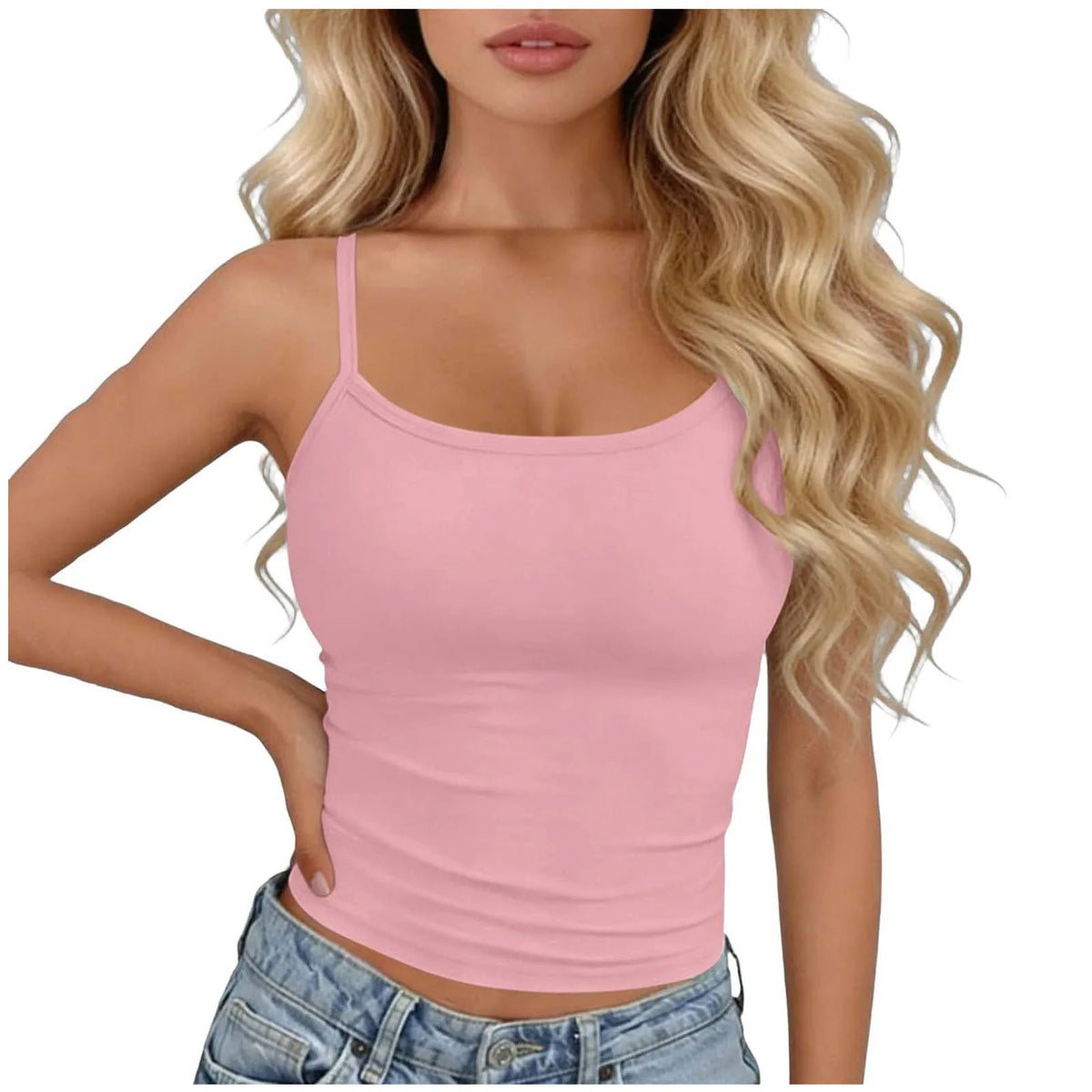 Womens Basic Spaghetti Strap Cami Top Slim Fit Backless Crop Top Summer Solid Color Casual Sleeveless Top Streetwear Y2k Clothes