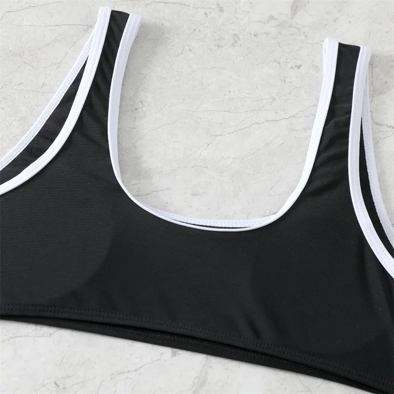 Contrast Binding Bandeau Bikinis 2024 Women Sexy Thong Swimsuit Push Up Swimwear Female Bathing Suit Swimming Summer Beachwear