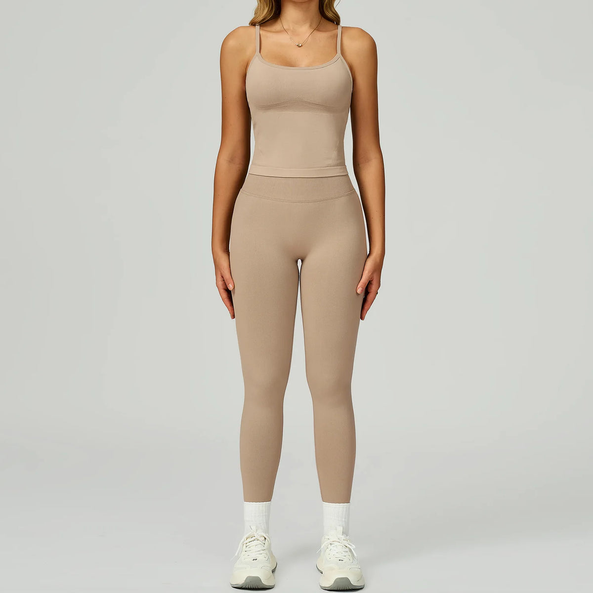 2 Pieces Women's Seamless Yoga Set Fitness Running Sports Set Slim Fit High Waist Beautiful Back Tracksuit
