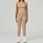 2 Pieces Women's Seamless Yoga Set Fitness Running Sports Set Slim Fit High Waist Beautiful Back Tracksuit