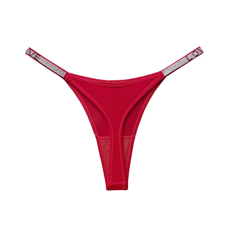 Sexy Panties Women Thongs Rhinestones G string Letter Diamonds Sports Thong Low Waist Briefs T-back Fitness Size S-XL