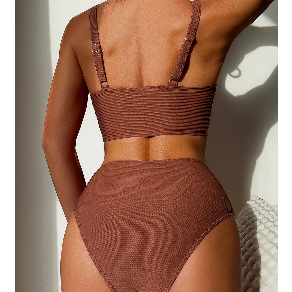 Dark Brown High Waist Bikini 2024 New Women Sexy Two Piece Swimsuit Push Up Swimwear Female Bathing Suit Swim Summer Beachwear