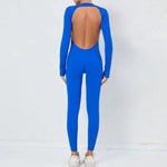 Women's Seamless Yoga Jumpsuits Backless Sexy Long-Sleeved One-Piece Butt-Lifting Gym Nude Feel Workout Gym Training Bodysuits