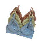 Plunge Non-wire Triangle Cup Bra Women's Invisibale Underwear Letter Straps Ribbed Bralette Sexy Lingerie Sleep Intimates S-XL