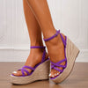 Big Size 43 Summer Platform Espadrilles Sandals Women Ankle Strap High Heels Gladiator Sandals Party Comfortable Wedges Shoes