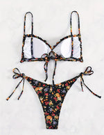 Sexy Floral Print Push Up Bikini Sets Women Swimwear Two Pieces Swimsuit Low Waist Bather Beach Bathing Suit Summer 2025 New