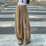 Low-waisted, loose-fitting, wide-slip casual trousers, lightweight woven trousers