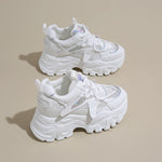 Breathable Chunky White Sneakers for Women Fashion Laser Thick Bottom Vulcanize Shoes Woman 2025 Lace Up Platform Running Shoes