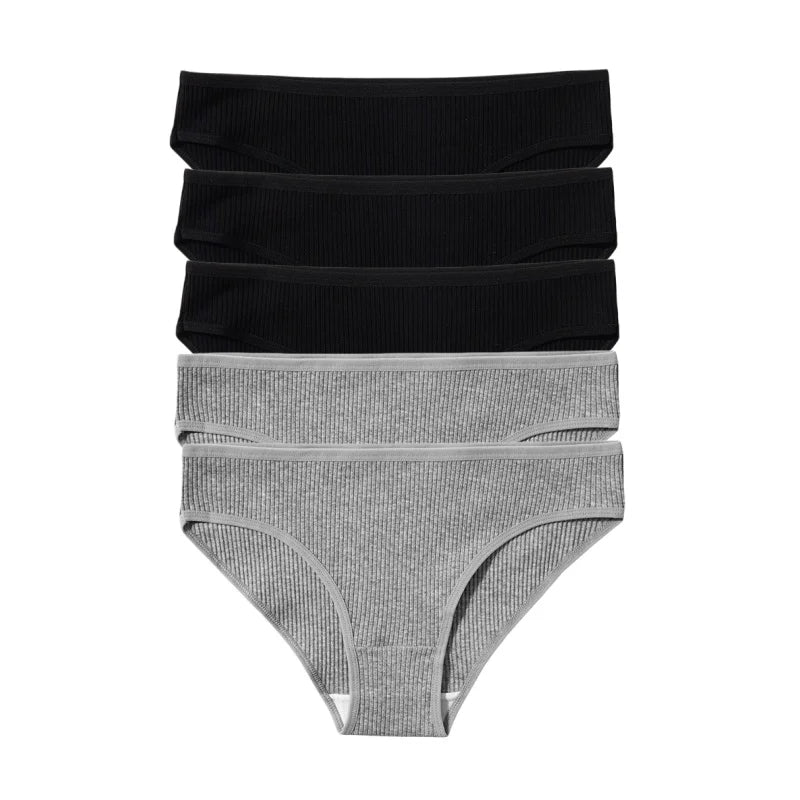 5Pcs/Set Women Cotton Panties Solid Color Low Rise Briefs Female Underpants Comfort Soft Stretch Panty Sexy Lingerie S-XXL