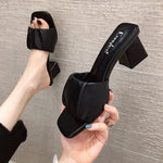 Fashion Strange Style Women Slippers Square Open Toe Slippers Slip on Slides Summers Beach Shoes Woman Heels Zapatillas Mujer