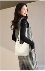New Trendy Casual Soft PU Women's Handbags Solid Color Large Capacity Female Shoulder Bags Retro Tote Bags For Commute Shopping