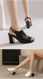 New Women Sandals Peep Toe High Heels Summer Gladiator Shoes Black Brown Woman Ankle Strap Sandalias Female Mujer Big Size