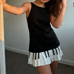 Women Sleeveless Tank Dress Summer Pleated Bodycon Dress Crew Neck Mini Vest Club Party Slim Dress Vestidos Sundress Streetwear