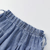 Womens Loose Fit Denim Shorts Drawstring Elastic Mid Rise Pleated Wide Leg Short Pants Casual Stylish Summer Skorts