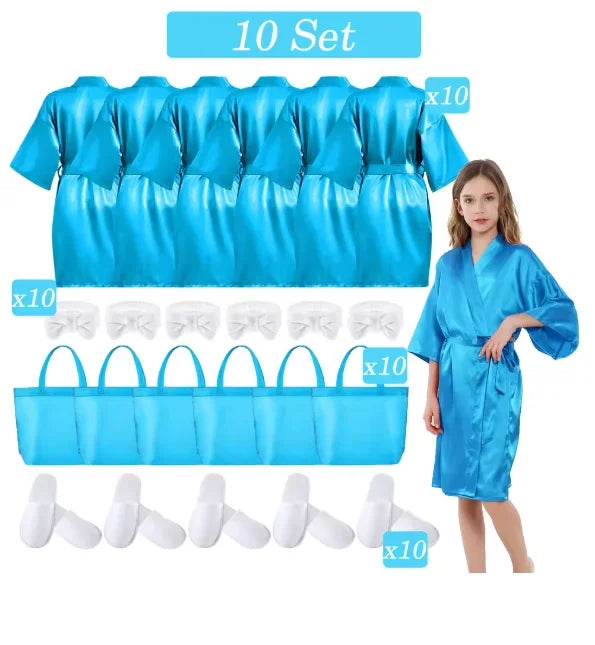 6-15 Set Muti Colors Spa Party Robe for Girls Kids Birthday Party Supplies Favors Spa Day Robes Gowns Sleepover Pyjama Party