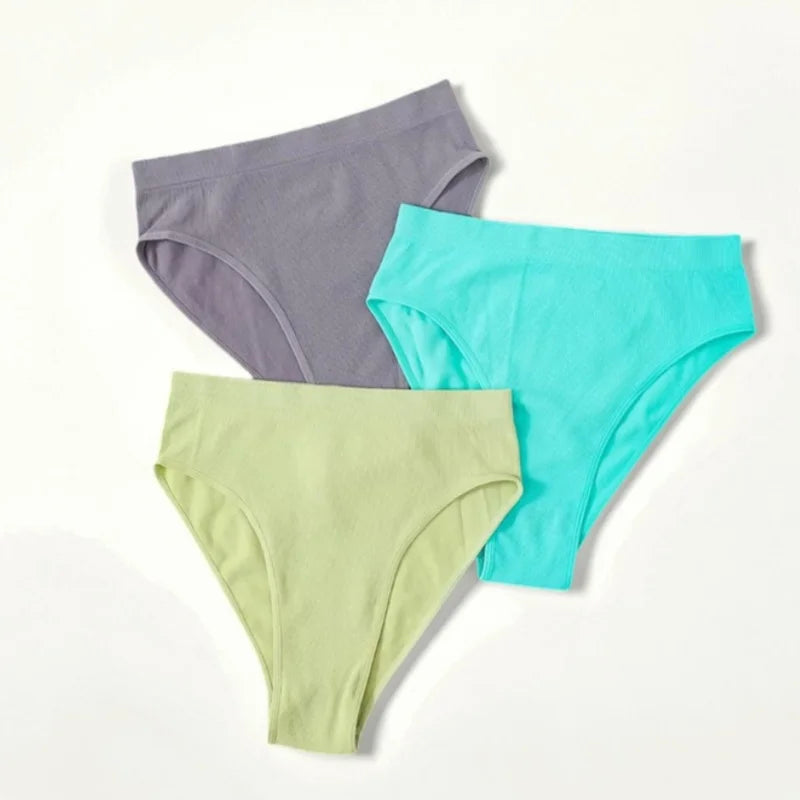 1Pc High Waist Panties Women Seamless Briefs High-Leg Cut Underpants Female Sexy Lingerie Solid Color Sport Underwear Panty S-L