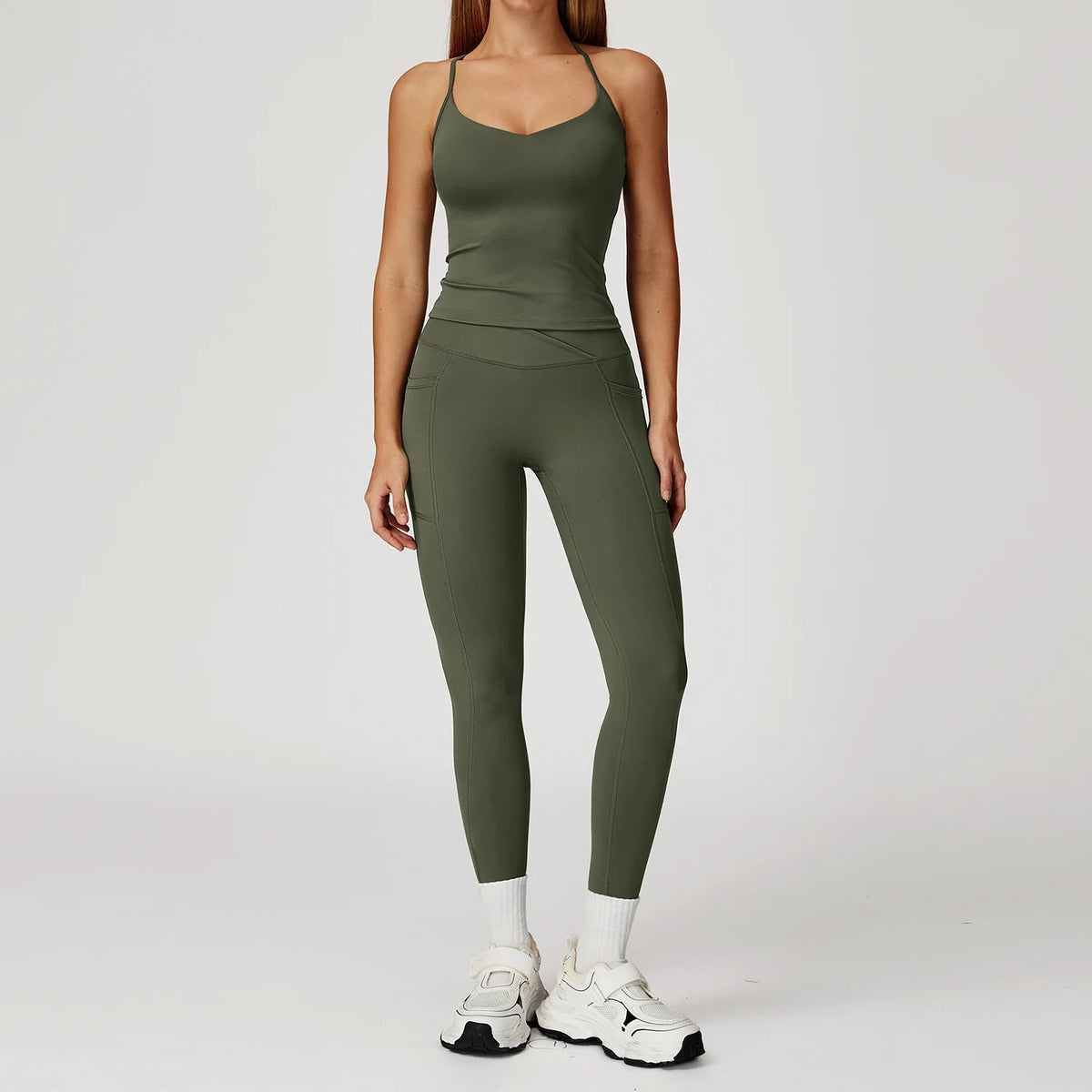 2-Piece Women's Fashion Yoga Set Beautiful Back Slimming Naked Comfort Set Outdoor Sports Running Fitness Leisure Set
