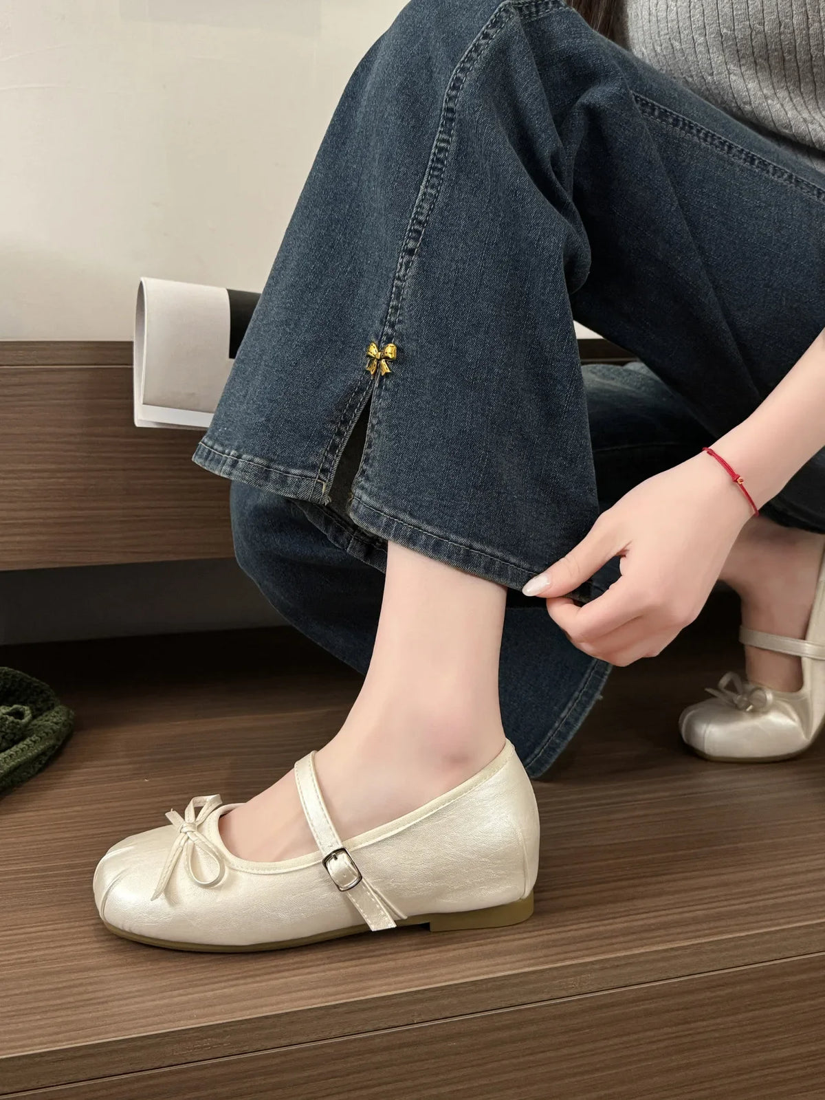 Butterfly-knot Women Ballet Mary Jane Shoes Fashion Mix Colors Internal Elevation Shoes Ladies Spring Autumn Concise Footwear