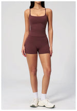 2 Piece Shaved Yoga Sets Women Hip Lifting Shorts Fitness Suit Outdoor Leisure Running Slimming Sports Vest Workout Tracksuit