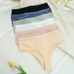 1PC Thongs Women Cotton Panties Female High Rise G-String Sexy High Leg Cut Bikini Solid Color T-back Breathable Lingerie S-L
