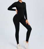 Hearuisavy Summer V Back Sports Jumpsuit Yoga Clothes Rompers Women Long Sleeveles Workout Bodysuits Backless One-piece Suit