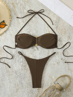 Halter Bikinis 2026 Women String Thong Swimwear Female Sexy Swimsuit Solid Bathers Bathing Swimming Swim Suit Beachwear