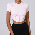 No Padded Women Yoga Sport T Shirts Fitness Clothes Short Sleeve Yoga Shirt Gym Top Running Active Wear Sport Tops
