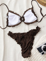 Summer Ruffles High Waist Bikini Set 2026 Women Hollow Out Circle Push Up Bra Two Piece Swimsuit Beach Bathing Suit Swimwear