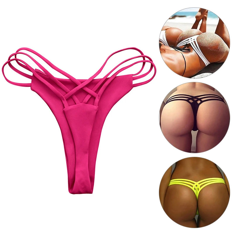Women Cross Strap Swimwear Sexy Bikinis Bottom Fashion Swimsuit Bikini Panties Cheeky Thong Bikini Bottoms Swim Trunks