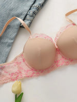 Women's Pink Lace Bra and Panty SetSoft Floral Lace Everyday Comfort Perfect for Casual Wear sexy Lingerie set B2631