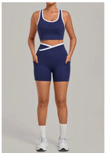 Women's Seamless Yoga Sets Sports Fitness High Waist Hip-lifting Shorts Back Beauty Sleeveless Suits Gym Training Workout Sets
