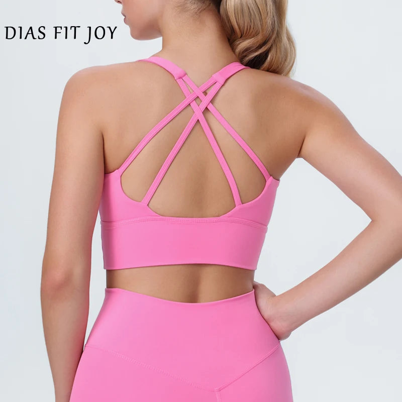 DIAS FIT JOY Yoga bra Naked feel cross back sports bra yoga clothes women's Cycling running fitness top
