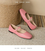 2025 Elegant Woman Square Toe Lolita Lady Barefoot Boat Gold Flats Elegant Soft Sole Ballerina Party Mary Jane Shoes