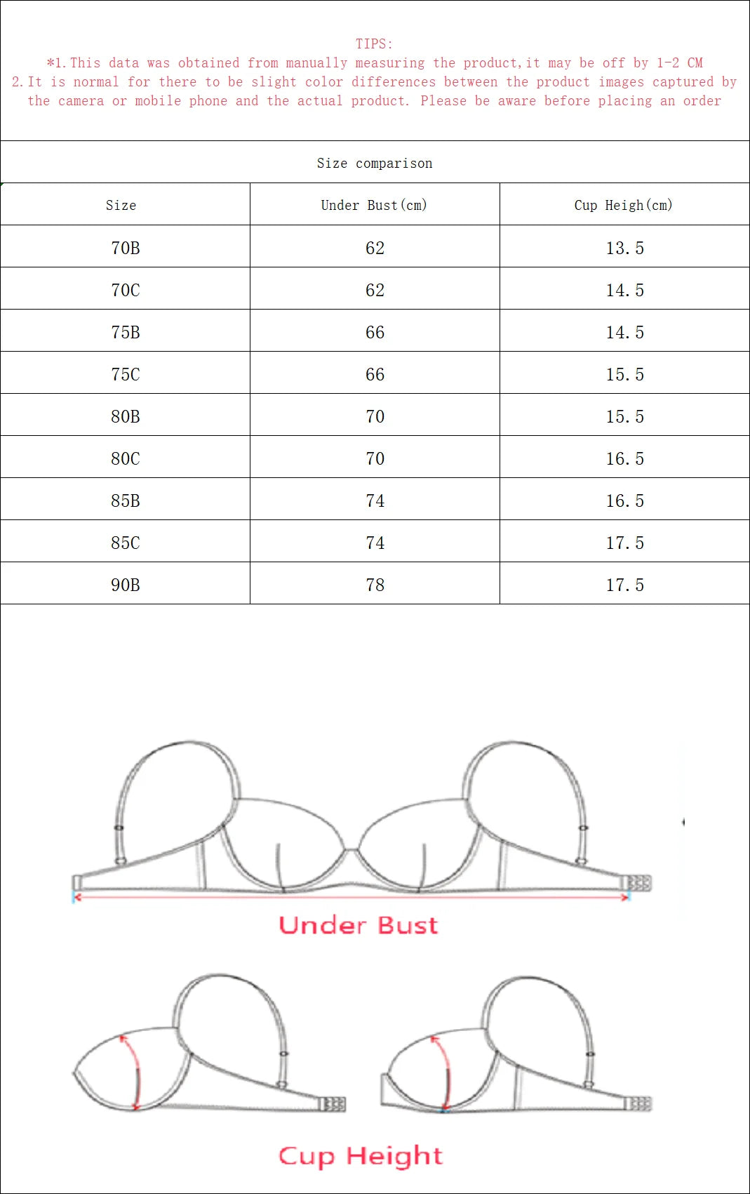 pure desire Bra for Women – 3/4 Cup Underwire Push Up Bra lace sexy Lingerie party brassiere(B-C Cup)L2957
