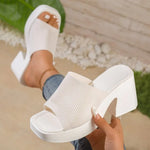 Summer Women Slippers Open-Toe Thick Platform Sandals Flip Flops Outdoor Chunky Heel Fashion Minimalist High Heels Shoes Women