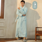 Men's and Women's Styles Winter Bathrobe Long Sleeve Warm Turn Down Collar Fluffy Bath Robe with Sashes Solid Fleece Gown 2025