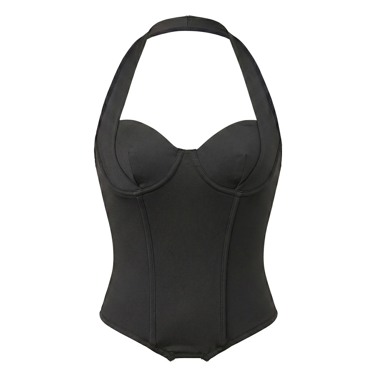 Women's Retro Corset Tops Open Back Halter Sleeveless Fishbone Slim Fit Tank Tops Summer Chic Vest