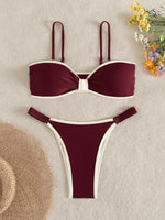 ZTVitality Sexy Patchwork Bikinis Push Up Bikini 2026 New Arrival Padded Bra Mid Waist Swimsuit Women Swimwear Summer Beachwear
