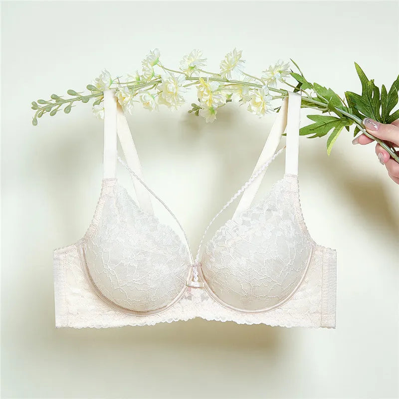 Top Up Minimizer Bra Thin Anti Sagging Unconstrained Gathered Lace Sexy Plus Size Bra SWD9042