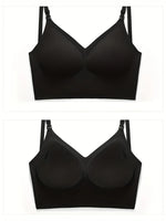Women Sexy Lingerie Invisible Bra Deep U Plunge Bras Backless Top for Dresses, Transparent Strap Push Up Back Sling Underwear