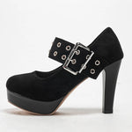 2026 Big Size 33-43 Retro Black Office Lady Buckle Strap Mary Janes Platform Pumps Elegant Red 10.5cm High Heels Shoes Women