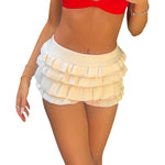Women Knit Shorts Elastic Waist Ruffle Layered Short Pants Summer Fall Casual Kawaii Grunge Y2K Aesthetic Shorts