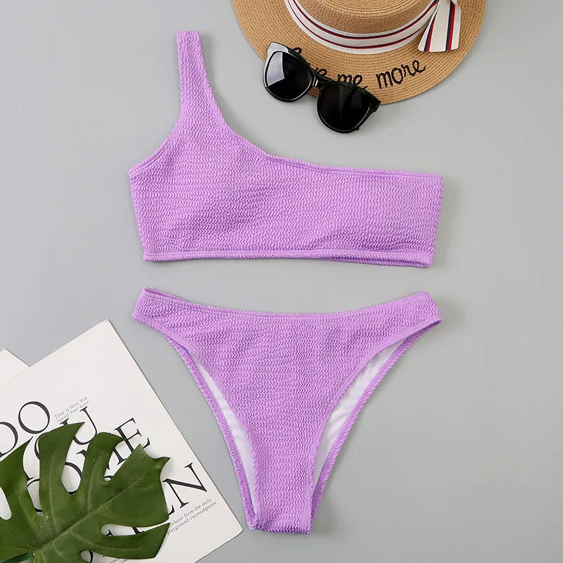 White Micro Bikini 2024 Brazilian Biquini One Shoulder Thong Swimsuit Women High Cut Bathing Suit Swimwear Female Summer Beach