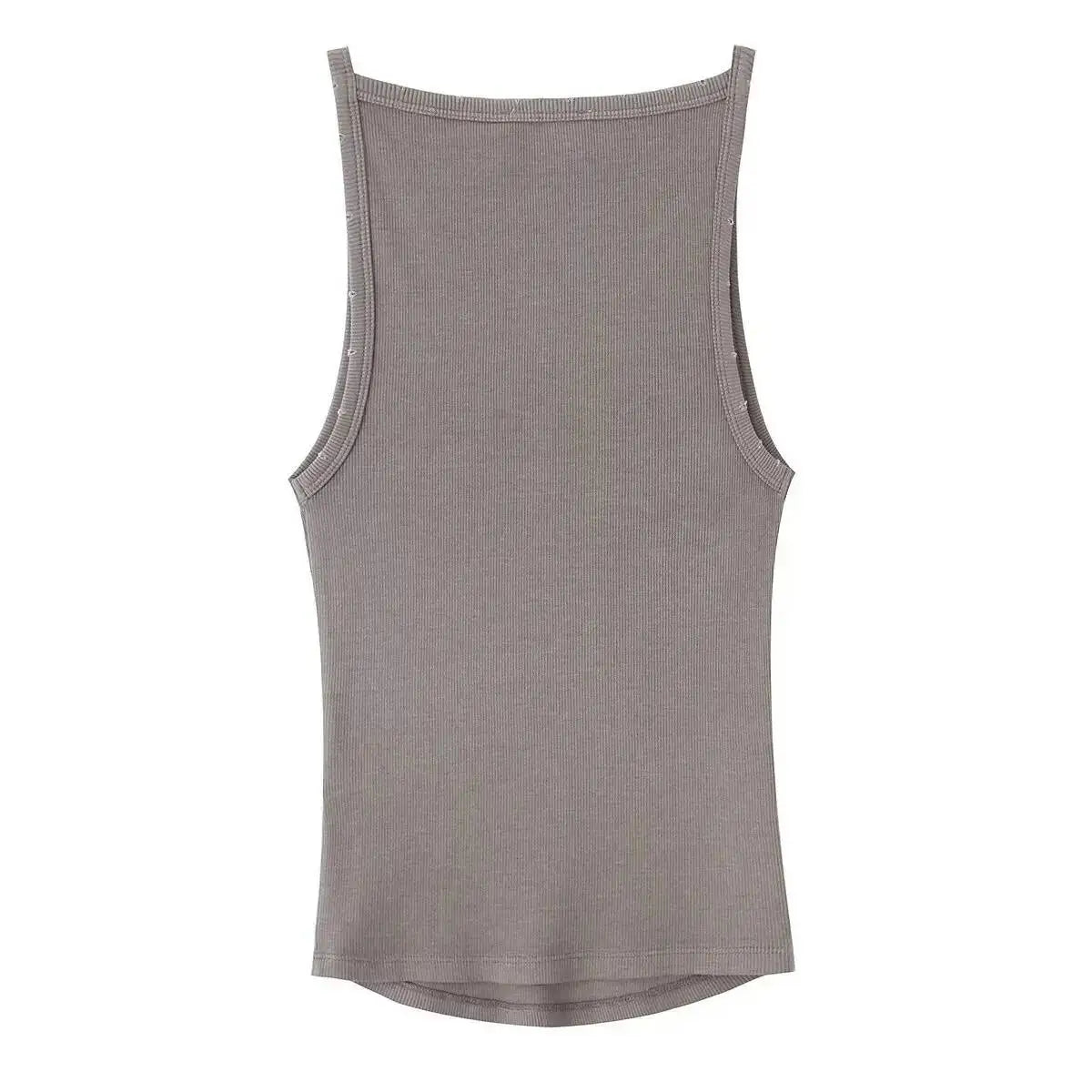 Women's Fashion Halter Neck Top Solid Color Round Neck Women Ribbed Slim Fit Wide Strap Sleeveless Top Casual Basic Tops WCQ7