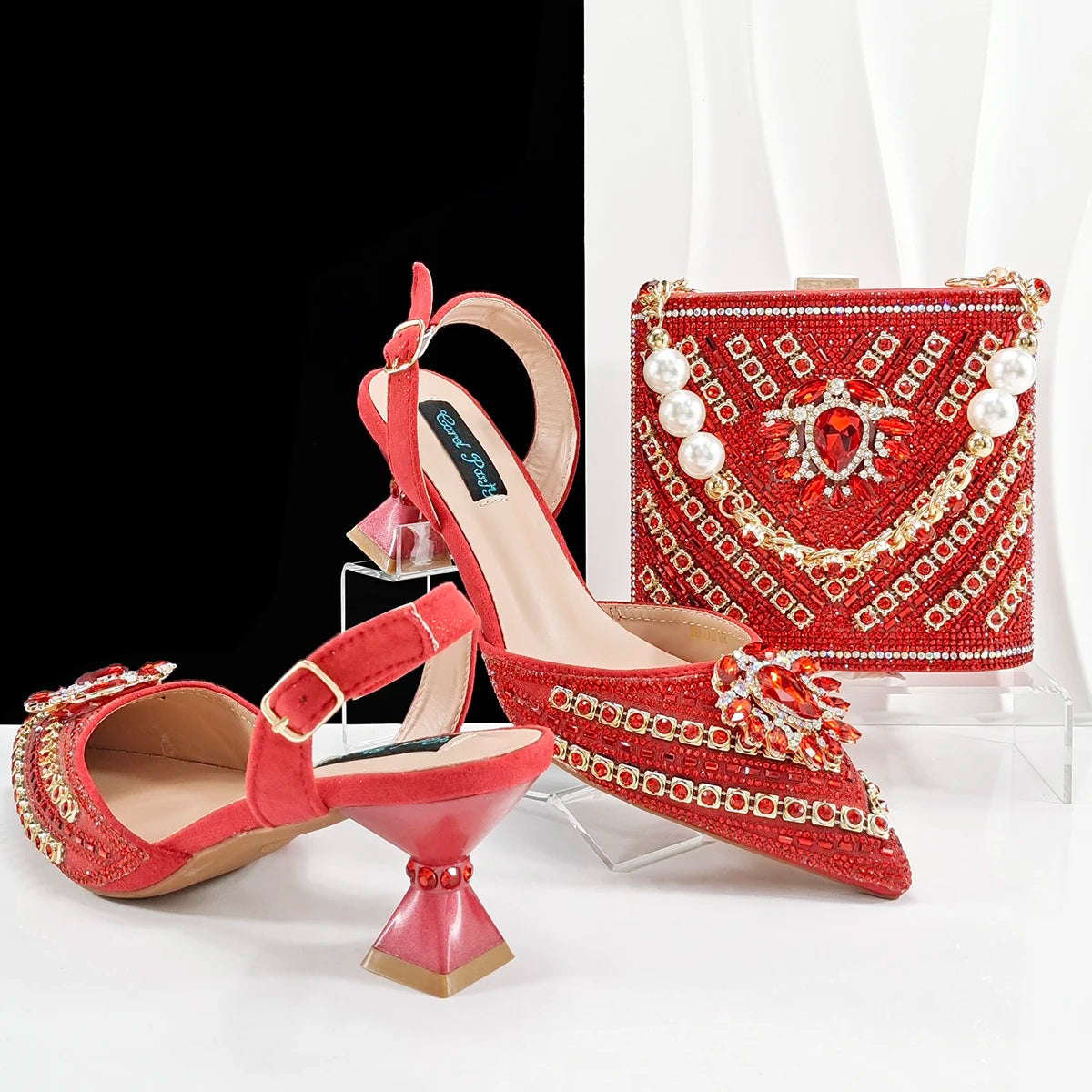 Doershow new come Matching Women Shoe and Bag Set Decorated gold Nigerian Shoes and Bag Set Italy Shoes and Bag set !HFG1-1