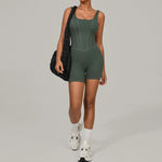 Padded Sports Jumpsuit Short Women Yoga Sets Gym Bodysuits Sexy Backless Fitness Jumpsuits Female Push Up Workout Overalls