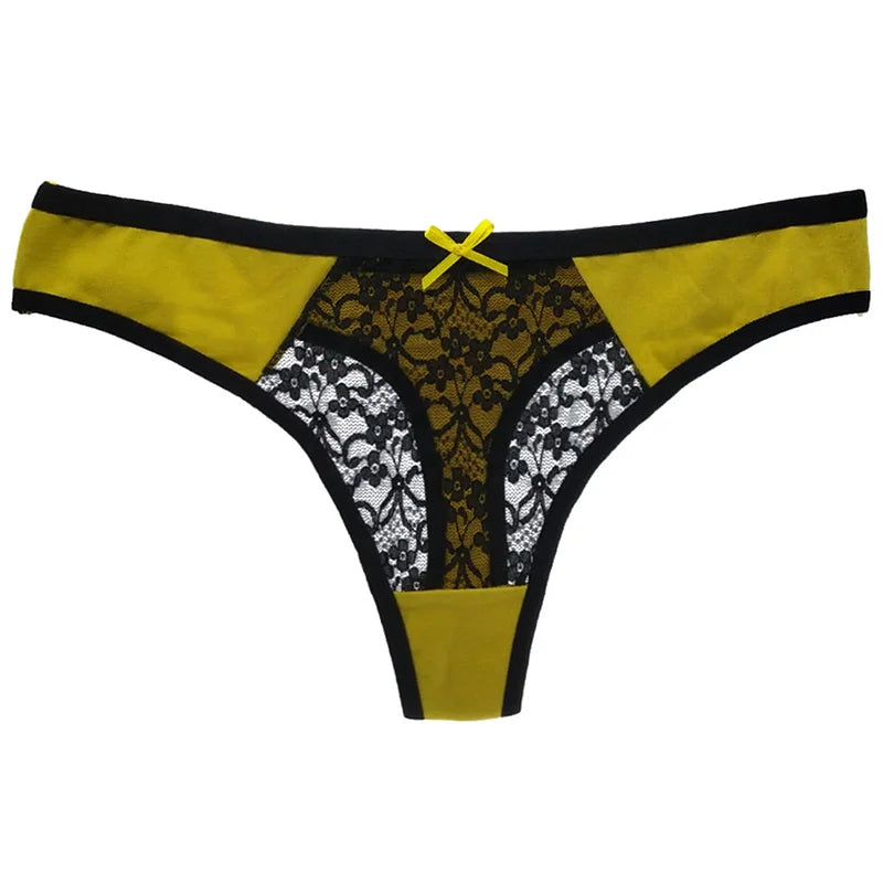 Women Sexy Lace Panties Low-waist Underwear Hollow Thong Female Breathable G String Lingerie Temptation Bikini Plus Size