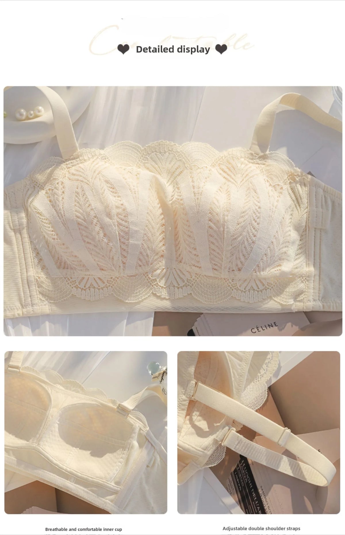 MOYISU Strapless Bra Women with Large Breasts and Small Non-slip Pull-up Breast Anti-sag Summer Slim Bra