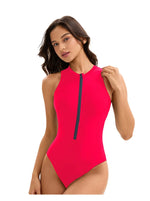2026 New Zipper One Piece Swimsuit For Women Plus Size Swimwear Solid Bathing Suit Summer Beachwear Swimming Suit For Women 3XL